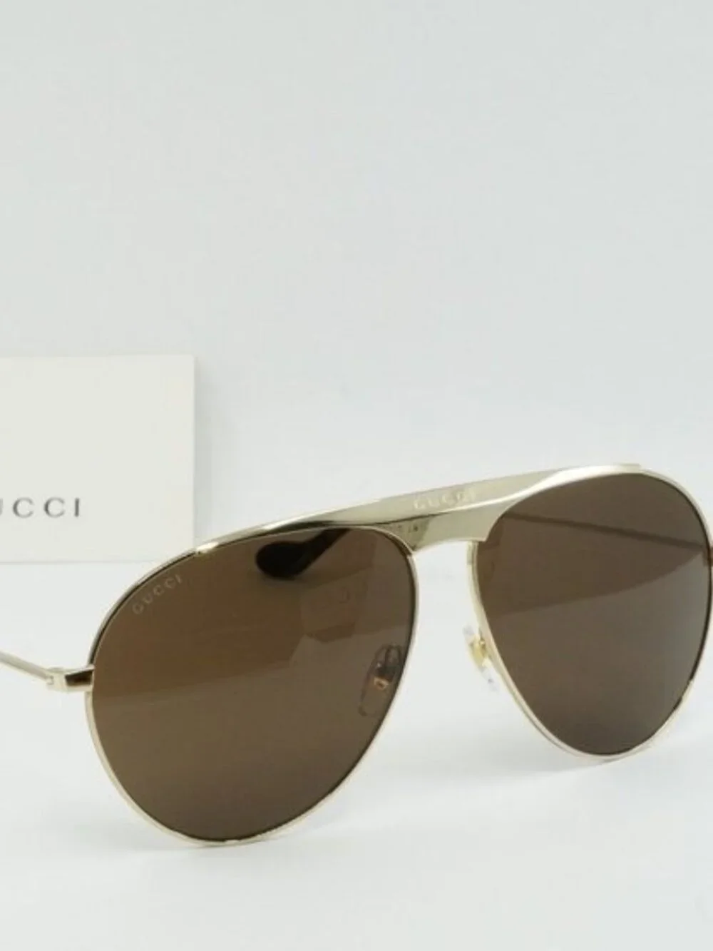 Gucci GG0908S 001 Aviator Sunglasses – Gold/Brown